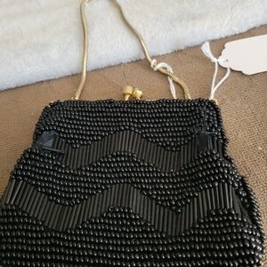 Elegant Black Beaded Evening Bag Small